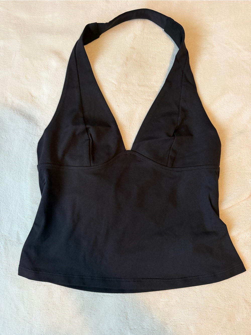 Free People Black Deep V Halter Crop Top